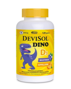 Devisol Dino mustikka appelsiini 15 mikrog 120 tabl